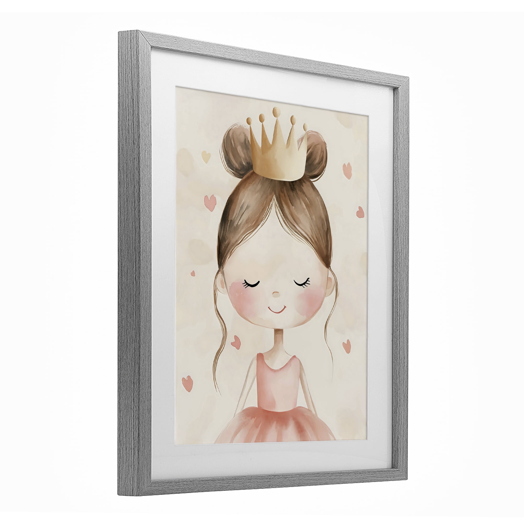 Stupell Industries Pink Ballerina in Crown Gray Framed Print Under Glass, design by Creative Studio