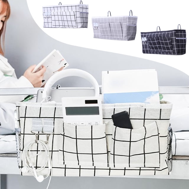 Large Capacity Hanging Storage Basket for Dorm Bed - Linen Organizer with Multiple Pockets for Books, Electronics & Bathroom Essentials