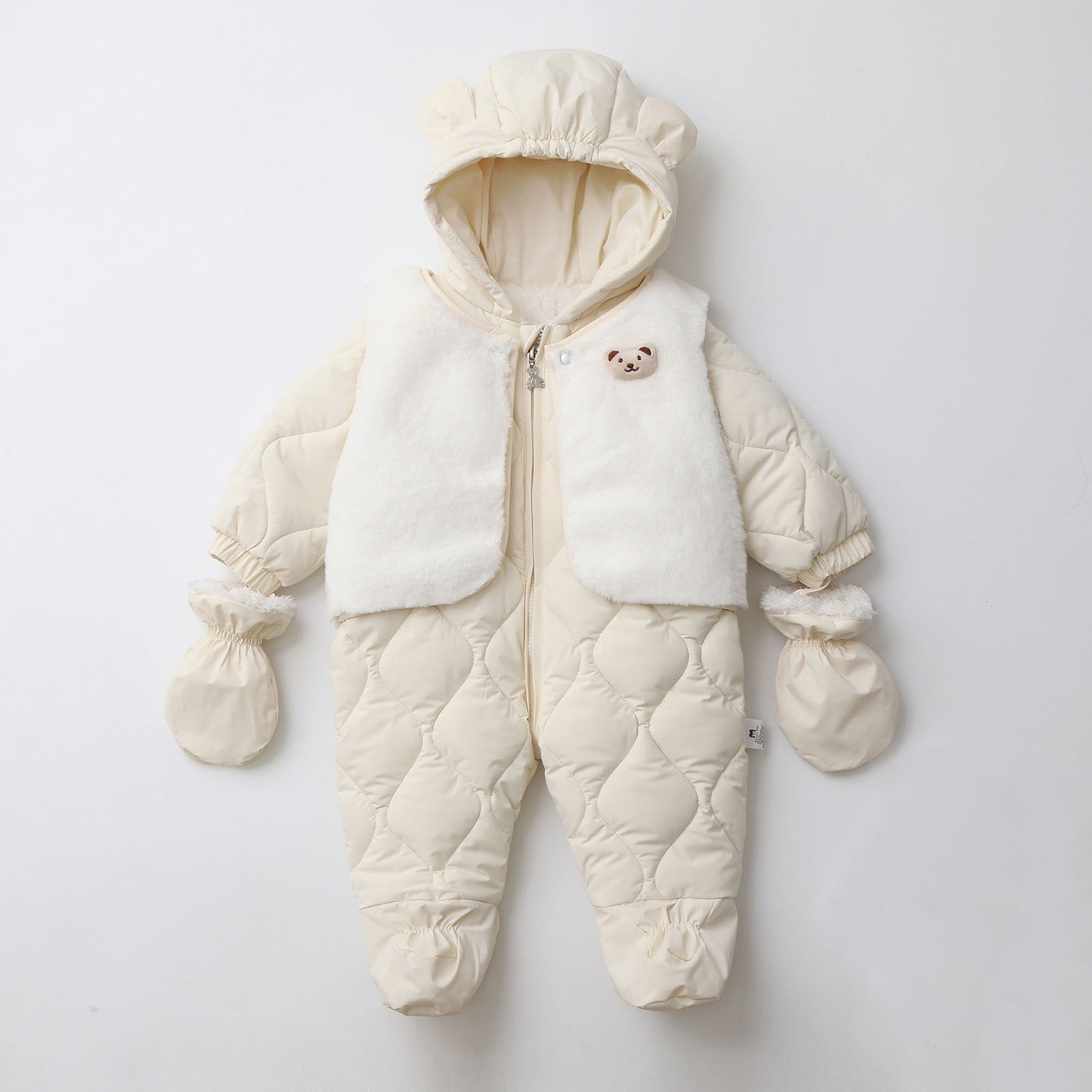 RMGVDSD Baby Winter Snowsuit Coat Romper Thermal Insulated Soft Hooded Footed Onesie Outwear Warm Jumpsuit Bodysuit For Girl Boy Party Fashionable 1-2 Years