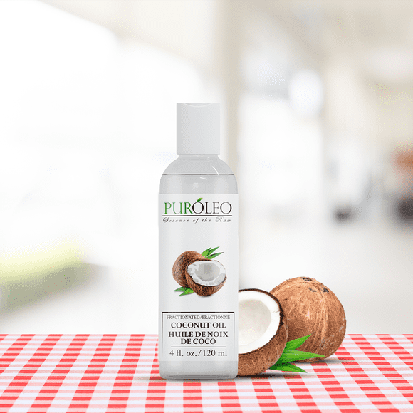 PUROLEO Fractionated Coconut Oil 4 Fl Oz/120 ML (Packed In Canada) 100% Natural and odorless Moisturizer & Carrier Oil | Hair Skin Body, Aromatherapy, Massage, Makeup Remover