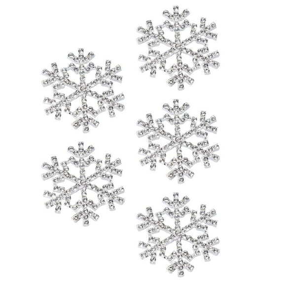 FRCOLOR Silver Snowflake Rhinestone Stickers 5Pcs Shoe Accessory For Wedding