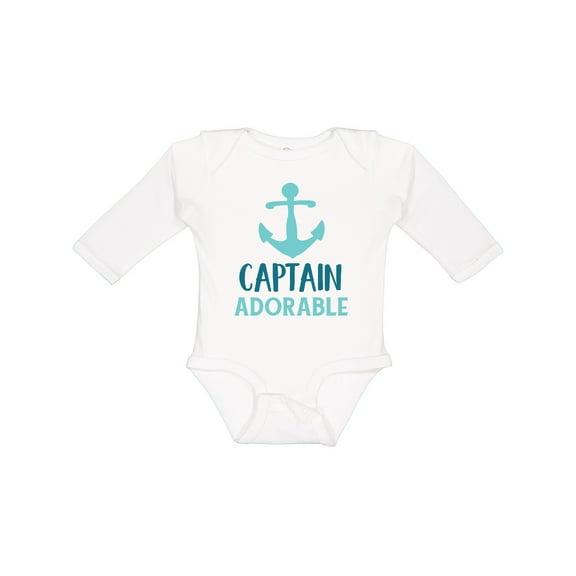 Inktastic Captain Adorable, Boat Anchor, Nautical - Blue Boys Long Sleeve Baby Bodysuit