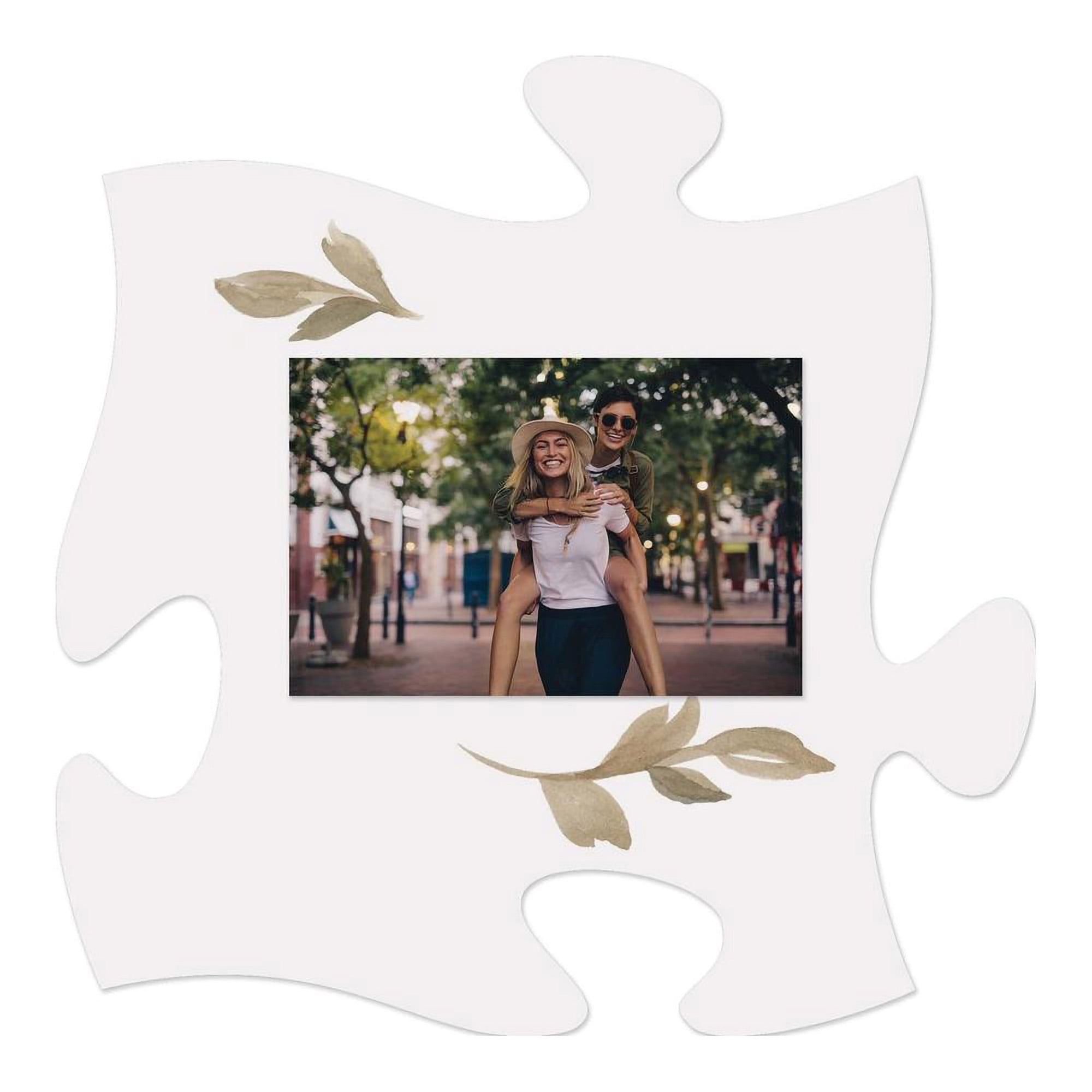 This Is Us Leaf Pattern White 6x6 Wood Mini Puzzle Piece Wall Photo Frame 