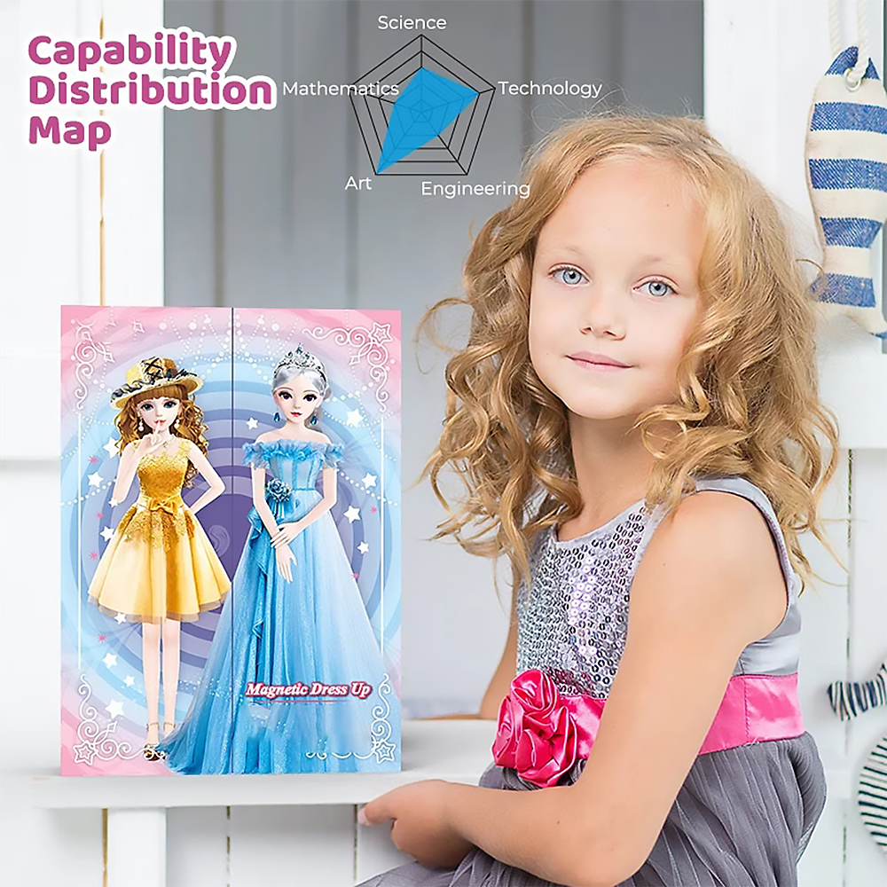 Ma-gnet Princess Dress-up Doll Clothes Toys Kids Ma-gnetic Baby