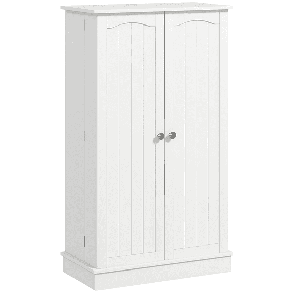 Kitchen Pantry Cabinet, Freestanding Kitchen Storage, 12-Door Shelves, 5-Tier, White Finish