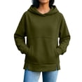 thumbnail image 3 of Falkdiz Winter Sweatshirts for Women Loose Hooded Pullover Pocket Workout Casual Travel Solid Color Womens Hoodies Long Sleeve, 3 of 7