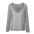 thumbnail image 6 of CFMIURAN Women's Hollow Out Fishnet Knit Hooded Sweater Tops V Neck Long Sleeve Loose Oversized Casual Cover Up Solid Color Lightweight Crochet Pullover Blouses(Light Ashy, XL), 6 of 8