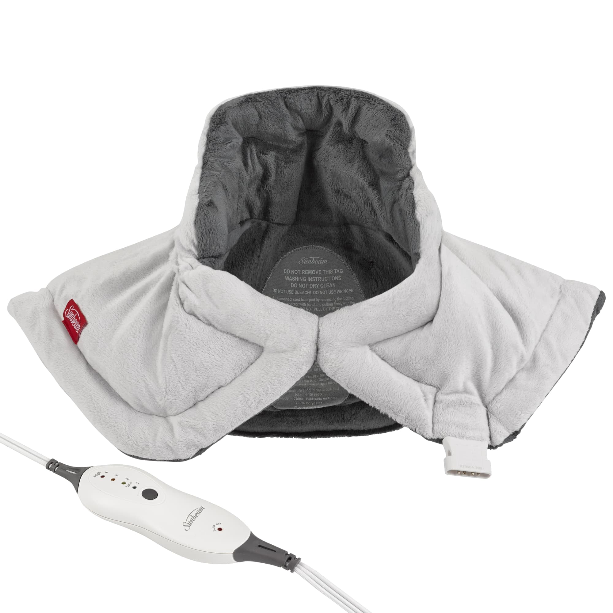 Sunbeam Renue Heat Therapy Neck and Shoulder Pain Relief Wrap Heating Pad, Grey