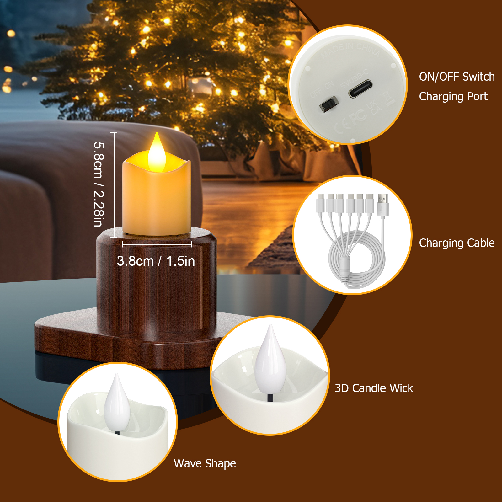 PChero Rechargeable Flameless LED Candles, Set of 6 photo 2