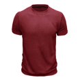 thumbnail image 2 of Men's Crew Neck Short Sleeve Pullover Waffle Knit Shirts Daily Comfortable Fitted Basic T-Shirt-Wine-M, 2 of 5