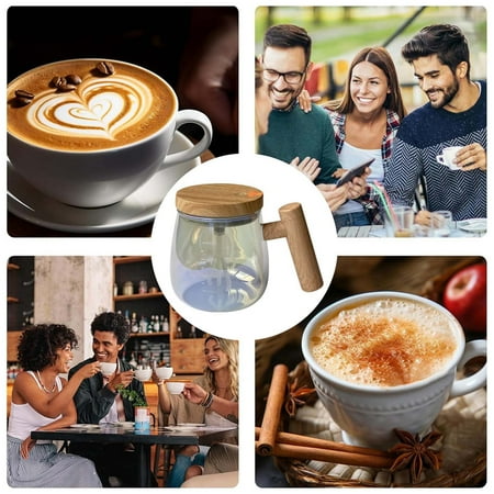 

Glass Stirring Coffee Cup Automatic Brewing Instant Coffee Milk Soy Milk Water Cup With Lid