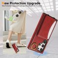 thumbnail image 5 of for Samsung Galaxy S23 Ultra Wallet Case with Card Slots, Hand Wrist Strap Rotate Ring Design, Finger Grip Ring PU Leather Magnetic Button Shockproof Purse Phone Cover for Galaxy S23 Ultra, Red, 5 of 7