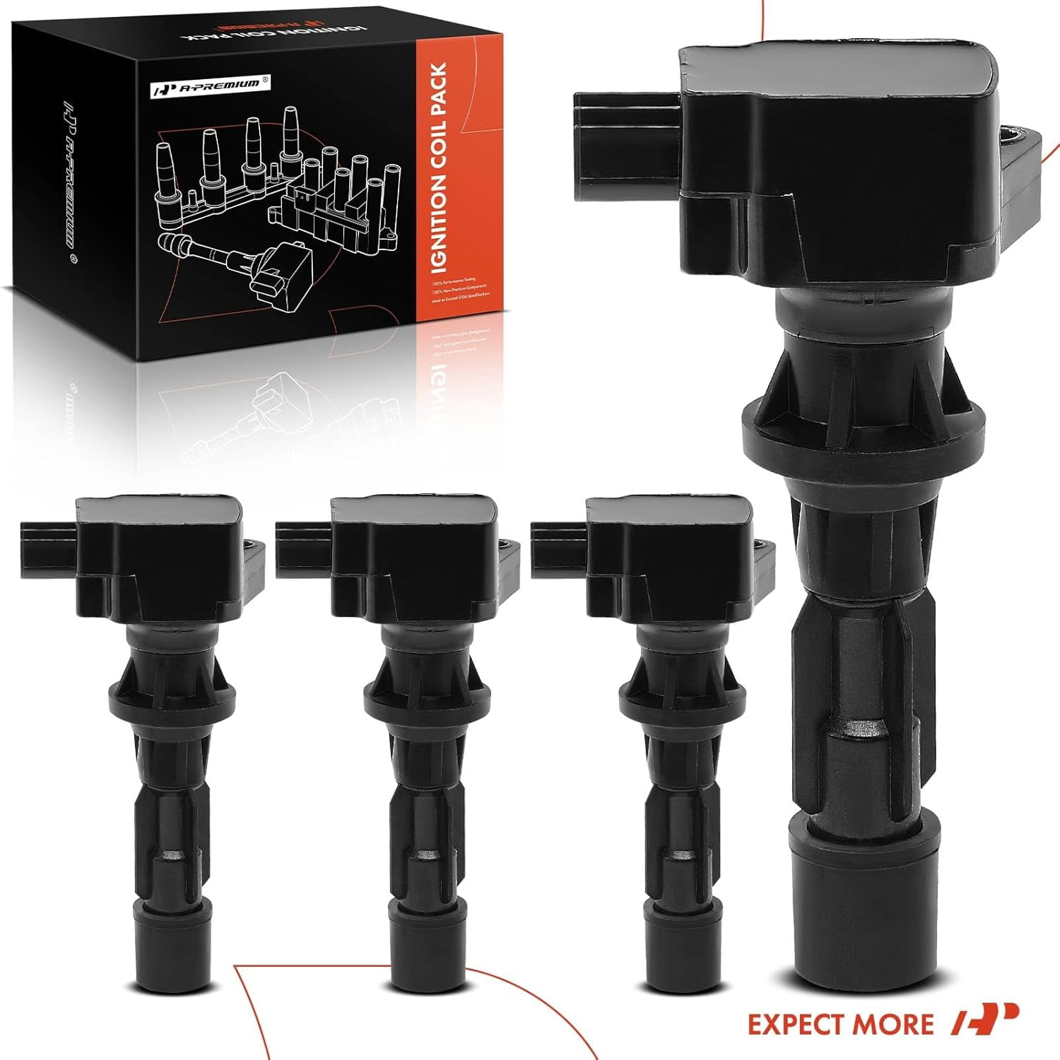 A-Premium Ignition Coil Pack Compatible with Ford Fusion Mercury Milan 2006-2009 l4 2.3L 4-PC Set