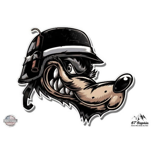 Angry Wolf Dynamite - 3" Vinyl Sticker - For Car Laptop I-Pad Phone Helmet Hard Hat - Waterproof Decal