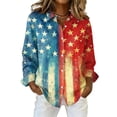 thumbnail image 2 of 250 Years Anniversary Tshirts for Women Button Down Long Sleeve Tops Summer Flag Graphic Shirt Casual 250 Years Anniversary Tee Top, 2 of 5