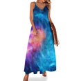 thumbnail image 1 of Vestido de galaxia colorido, verde y azul, estético cósmico, casual, largo, primavera, vintage, maxi, vestido, regalo de cumpleaños, 1 of 7