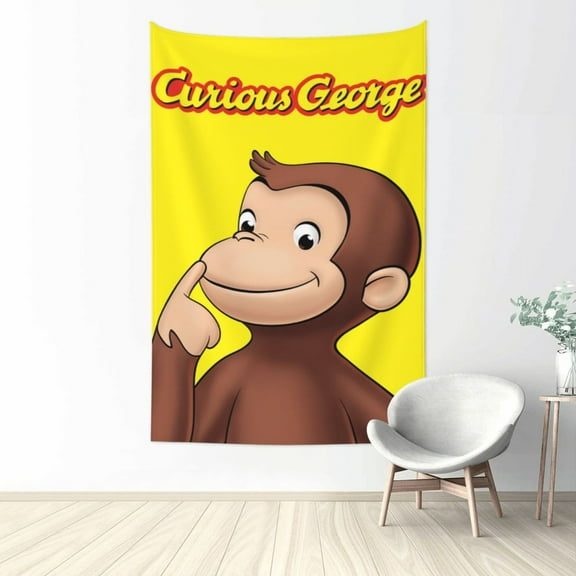 Curious George Tapestry Aesthetic Wall Hanging for Living Room Bedroom Art Tapestries Poster Blanket College Dorm Home Decor 60x40 Inch