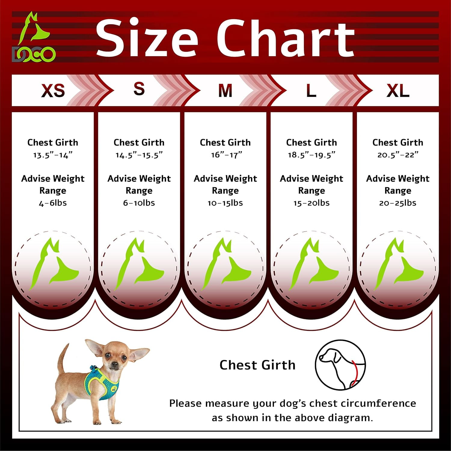 DOCO Dog Harness (Chest 18.5"-19.5", Weight 15–20 lbs) Athletica Adjustable Heavy Duty No Choke Puppy Vest for Large Dogs Lightweight Air Mesh, Reflective, Puppy Essentials – Lime, Large