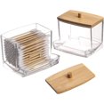 thumbnail image 1 of 1/2 unidades de soporte para hisopos de algodón de 7 oz, dispensador de hisopos de algodón, organizador de recipientes para baño, tarro de boticario transparente para almacenamiento, 1 of 5