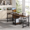 thumbnail image 3 of Tribesigns Double Computer Desk with Drawers and Storage Shelves, Large Long Two Person Desk Study Writing Table Workstation for Home Office, 3 of 7