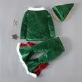 thumbnail image 4 of SYNPOS Baby Girls Christmas Outfits Santa Claus Cosplay Suits Velvet Long Sleeve Tops Flare Pants with Hat Belt 2-8 Years, 4 of 6