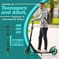 thumbnail image 4 of SereneLife Lightweight and Foldable Kick Scooter Comfortable T-Bar Handlebar, Adjustable Scooter for Teens and Adult, Alloy Deck with High Impact Wheels, Durable ABEC-7 Bearings Aqua on Black SLTS02, 4 of 7