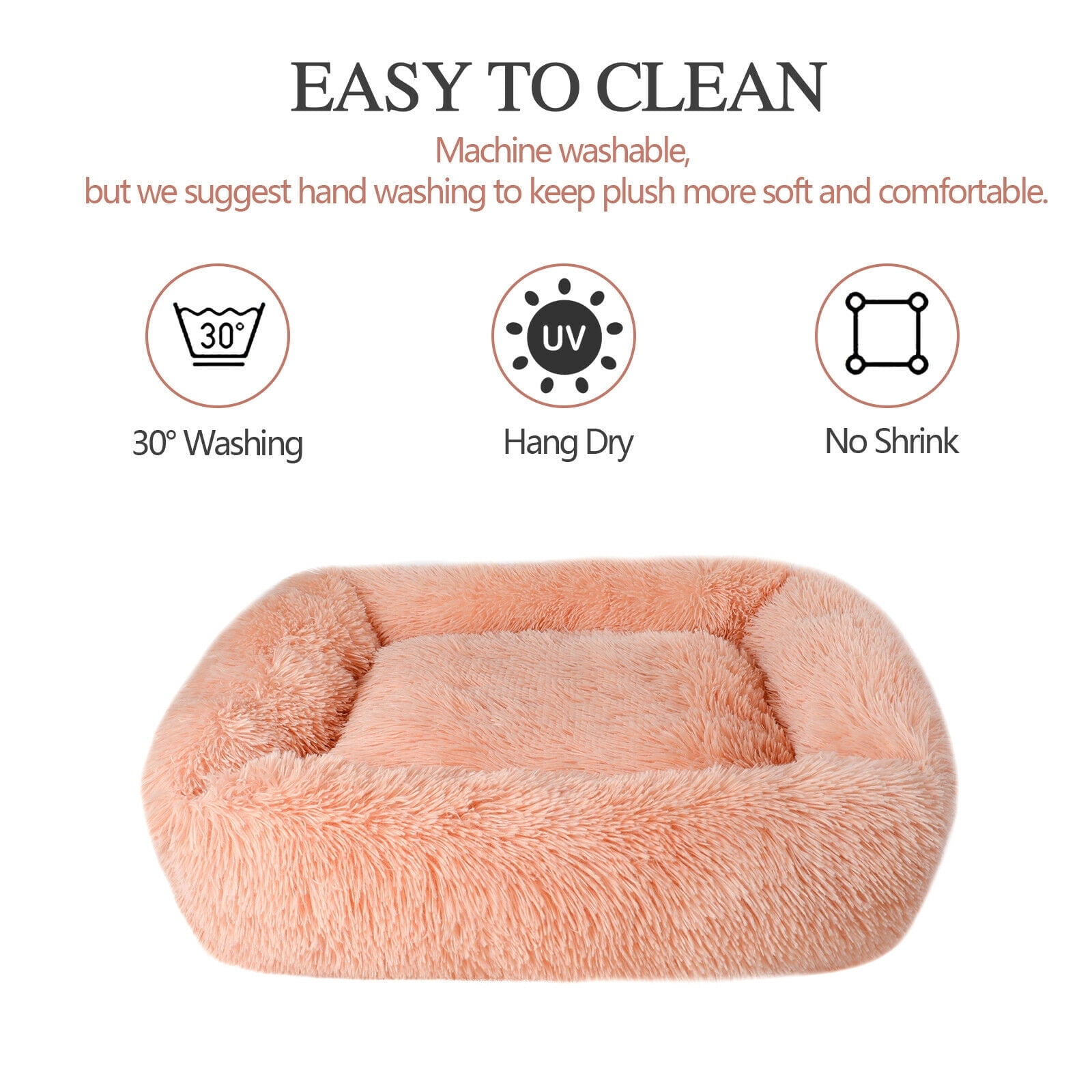 Sennaux Rectangle Plush Pet Bed Calming Bed for Dogs Cats Kennel Cuddler Crate Cushion Mat Washable