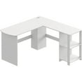 SHW Cyrus L Desk with Shelves, White