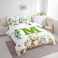 thumbnail image 3 of Feelyou Green Initial M Letter Bedding Comforter Set 7 Pieces, Kawaii Bear Fox Animal Full Bedding Set, Eucalyptus Leaves Reversible Fitted Sheet Flat Sheet, Luxury Bedroom Decor, 3 of 8