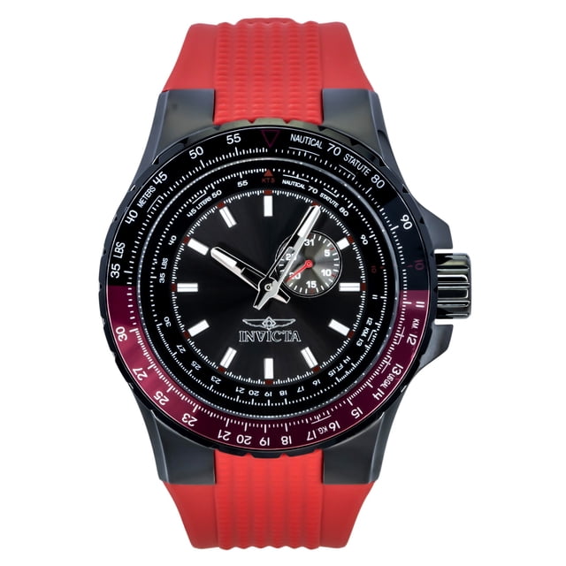 Invicta Reloj de Cuarzo Aviator 49724 para Hombre, Correa de Silicona Roja, Esfera Metalizada, 100 M