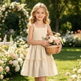 thumbnail image 5 of Tfken Comfy Dresses For Girls Soft Travel Holiday Girls Sleeveless Dresses Elegant Solid Color Party Child Classic Clothes Size 5-6 Years, 5 of 6