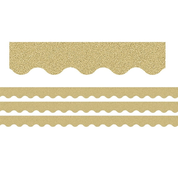 Teacher Created Resources Gold Glitz Scalloped Border Trim, 35 Feet Per Pack, 3 Packs
