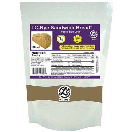 LC Foods Low Carb Rye Bread, Petite Size, 12 Slice Loaf