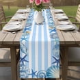 thumbnail image 4 of Coastal Seashell Table Runner 90 Inches, Summer Ocean Starfish Conch Blue Stripes Bed Runner Dresser Scarves Tabletop for Indoor Outdoor Parties/Ceremony/Banquet, 13" x 90", 4 of 9