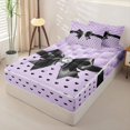 thumbnail image 2 of Manfei Cute Bowtie Zipper Queen Comforter Set with Fitted Sheet and 2 Pillowcases,Cartoon Polka Dot Zipper Bedding Set,Black Reversible,4 Pieces, 2 of 7