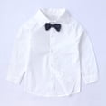 thumbnail image 3 of TSSOE Baby Boys Toddler Party Suit Long Sleeve Bowtie Lapel Dress Shirt Pant Vest Formal Outfit Set Grey 110, 3 of 7