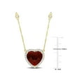 thumbnail image 4 of 10.34 Carat (Ctw) Garnet Heart Pendant Necklace in 14K Yellow Gold with Chain and Diamonds for Women, 4 of 6
