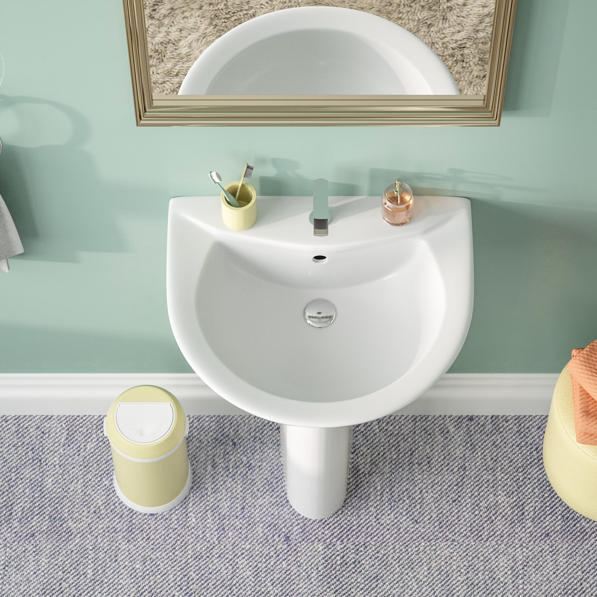 DeerValley DV-1P523 26" Tall U-Shape Pedestal Bathroom Sink with Overflow in White