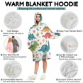 thumbnail image 5 of Wearable Oversized Blanket,White Dinosaurs Flowers Plants Pattern Wearable Blanket Hoodie for Adults,Cozy Hooded Blankets with Super Pockets,Super Warm Fuzzy Pullover for Women & Men, 5 of 6
