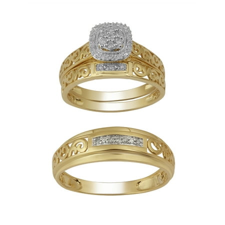 10K YG 1/8 CTTW FB CUSH FILIGREE TRIO SET