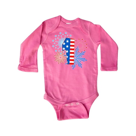 

Inktastic First Birthday- Fourth of July fireworks Gift Baby Boy or Baby Girl Long Sleeve Bodysuit