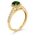 thumbnail image 3 of Gem Stone King 10K Yellow Gold Green Chrome Diopside and White Lab Grown Diamond Halo Engagement Ring for Women (1.01 Cttw, Gemstone, Oval 7X5MM), 3 of 4