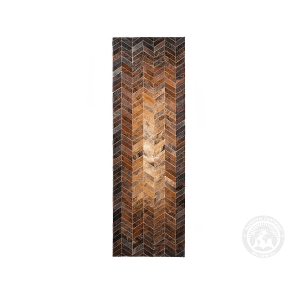 Premium Cowhide Patchwork Rug – Herringbone Chevron Design - Patchwork Runner Rug