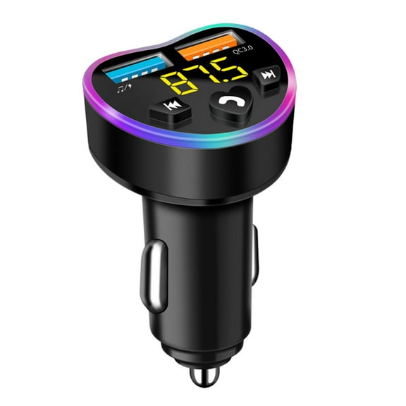 USB Car Adapter Wireless Bluetooth Kit QC3.0 Fast USB Charger Hands- FM Bluetooth Transmitter