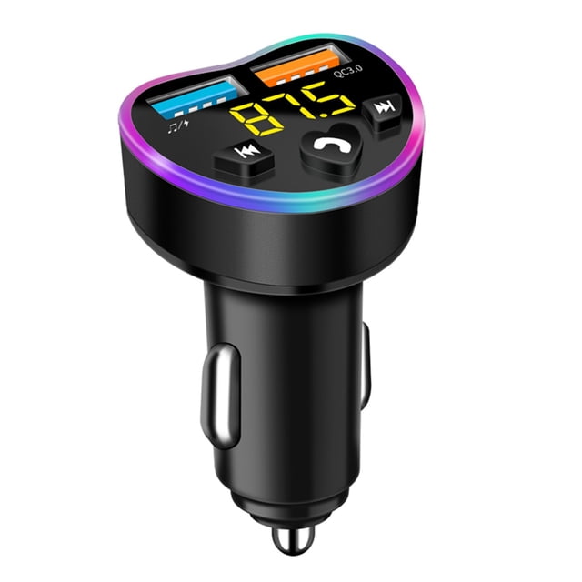 EGNMCR USB Car Adapter Wireless Bluetooth Kit QC3.0 Fast USB Charger Hands- FM Bluetooth Transmitter Smart Watch