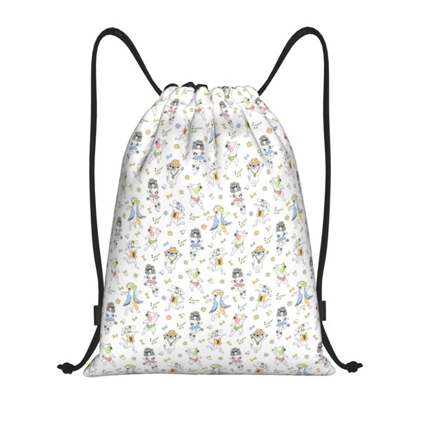 Fotbe Dancing Dogs Bolsa Mochila con Cordón Estampada, Bolsa de Gimnasio Deportiva, Bolsa Cinch, Bolsa con Cordón para Hombres y Mujeres-Small