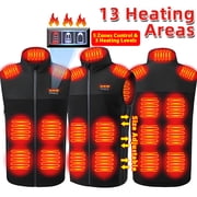 Heated Vest with Battery Pack for Men Women, Heating Vest with 13 Heating Zones Washable Heating Jackets Size Adjustable Winter Vest, Black