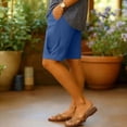 thumbnail image 6 of VBVC Women's Cotton-Linen Pleated Shorts,Elastic Waist Knee-Length Beach Bottoms for Women,Ladies Lightweight Summer Vacation Shorts with Pockets,Blue,S-3XL, 6 of 7