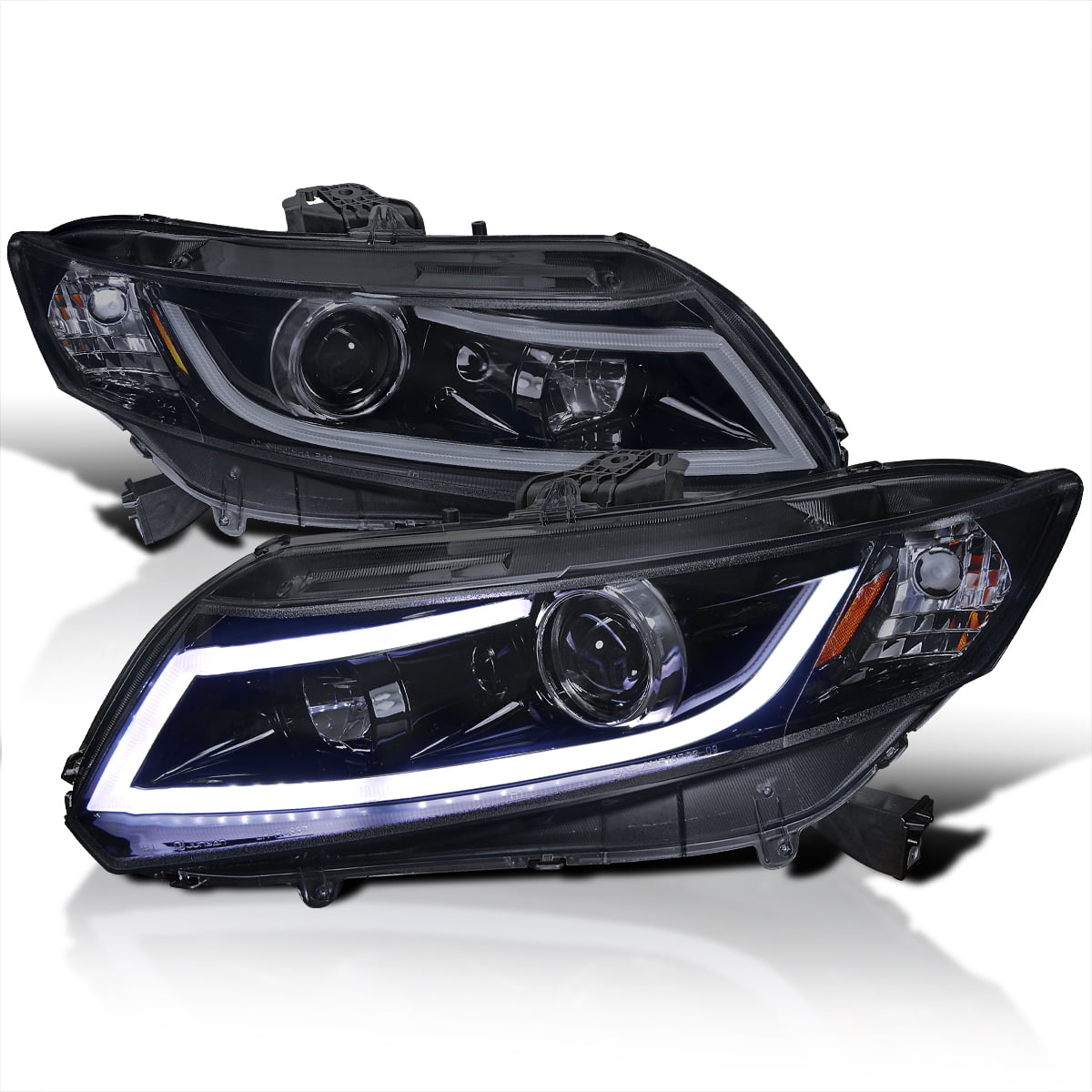 Spec-D Tuning Projector Headlights W/ New LED Light Bar Black