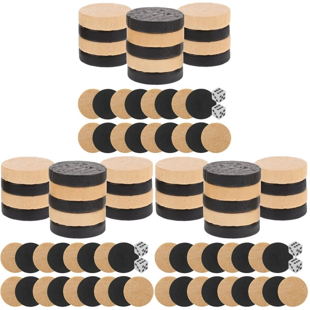 LEEYNEER3 Sets Wooden Backgammon Pieces Checkers Chess Pieces Board Game Accessories